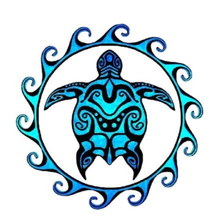 Tribal Sea Turtle Sun 'Ocean Blue' Vinyl Car Sticker