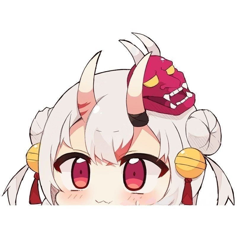 Virtual YouTuber 'Nakiri Ayame | Surprised' Vinyl Car Peeker Sticker