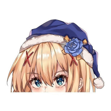 KonoSuba 'Darkness | Blue Christmas Hat' Vinyl Car Peeker Sticker