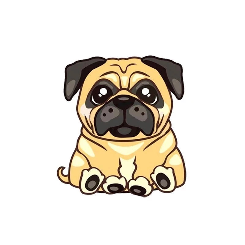 Pug 'Sitting' Vinyl Car Sticker