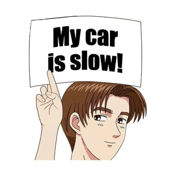 Initial D 'Takumi | My Car Is Slow! | Happy' Vinyl Car Peeker Sticker