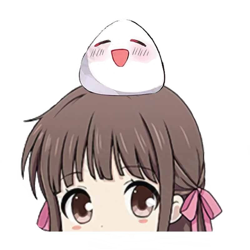 Fruits Basket 'Tohru And Rice Ball | Pink Ribbon' Vinyl Car Peeker Sticker