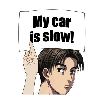 Initial D 'Takumi | My Car Is Slow! | Serious' Vinyl Car Peeker Sticker