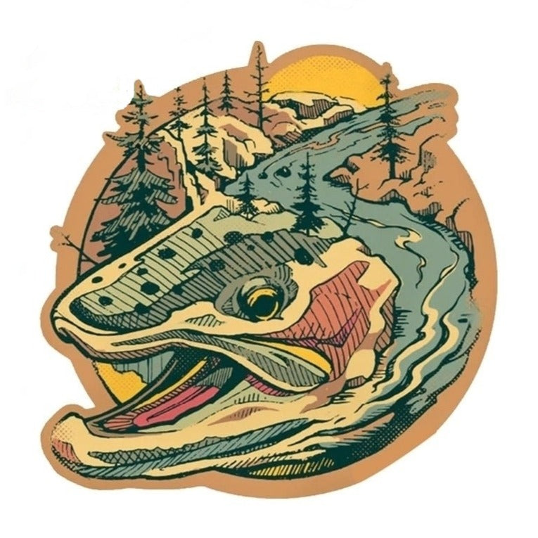 Cool Art 'Salmon Fish | Forest' Vinyl Car Sticker