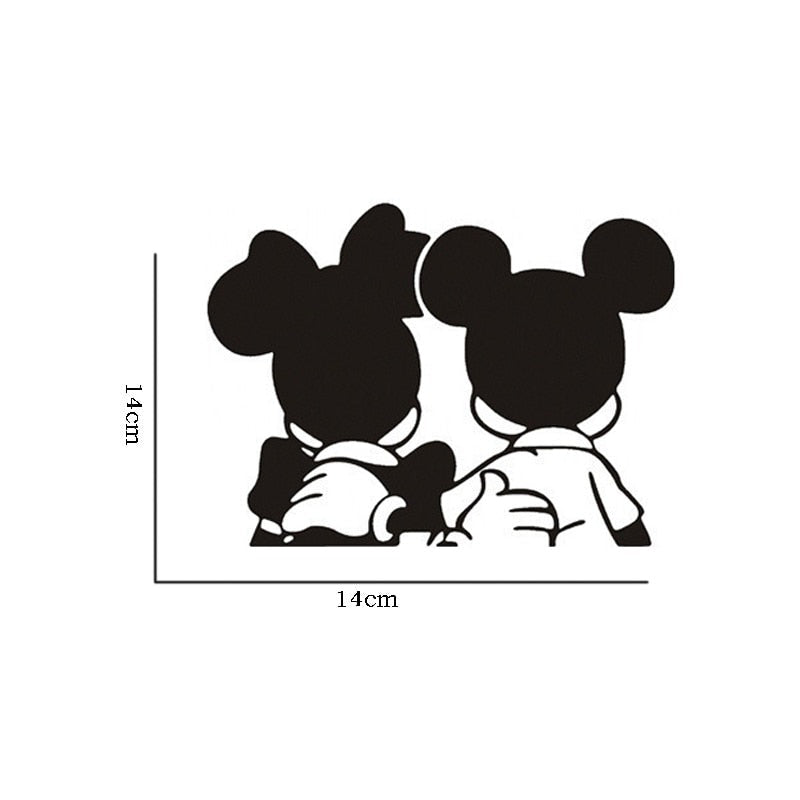 Mickey And Minnie Mouse 'Couple Back Sitting' Vinyl Car Sticker