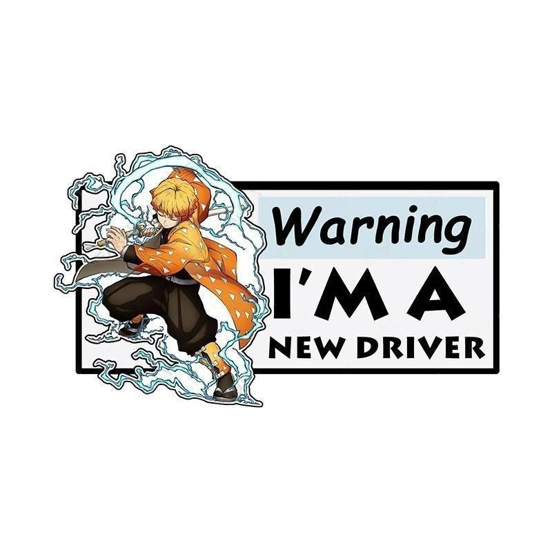 Warning I'm A New Driver 'Zenitsu | Thunder Breathing' Vinyl Car Sticker