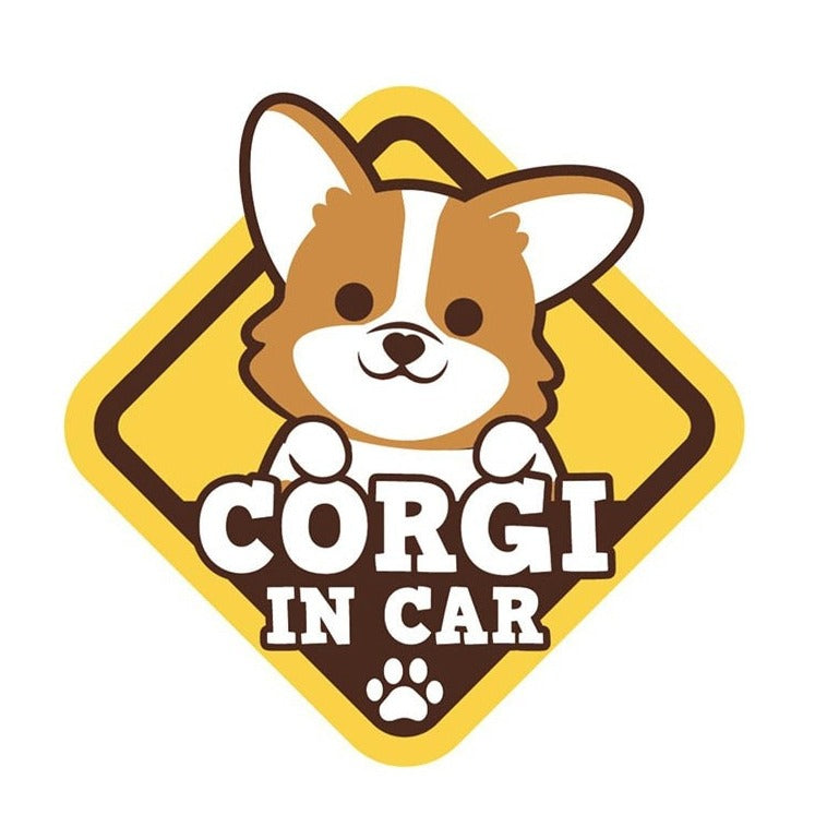 Warning Sign 'Corgi In Car | Serious' Vinyl Car Sticker