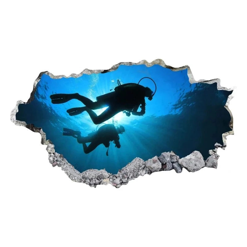 Smashed Hole 'Scuba Diving' Vinyl Car Sticker