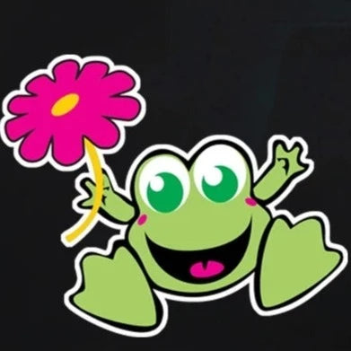 Cute Frog 'Holding Flower' Vinyl Car Sticker