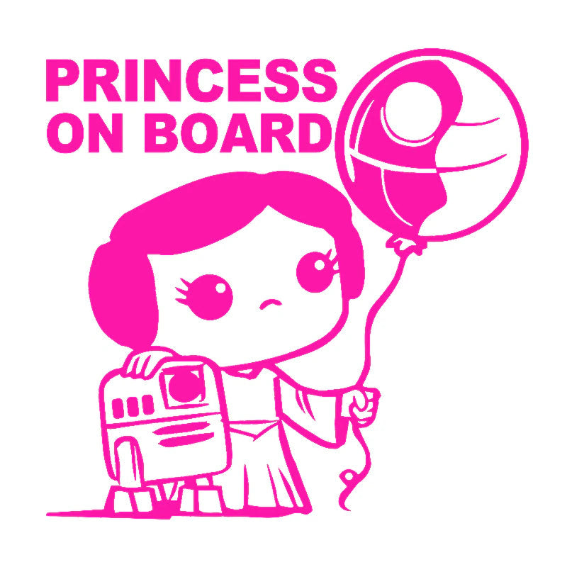 Princess on Board 'Princess Leia | R2-D2 And Death Star Balloon' Vinyl Car Sticker