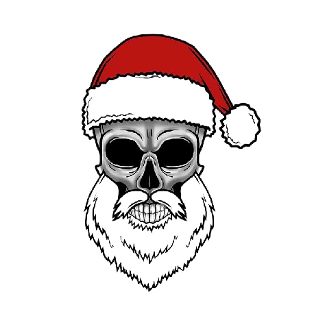 Santa Skull 'Beard And Christmas Hat' Vinyl Car Sticker