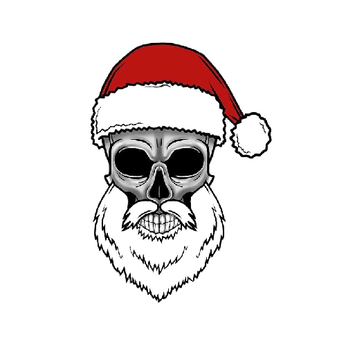 Santa Skull 'Beard And Christmas Hat' Vinyl Car Sticker