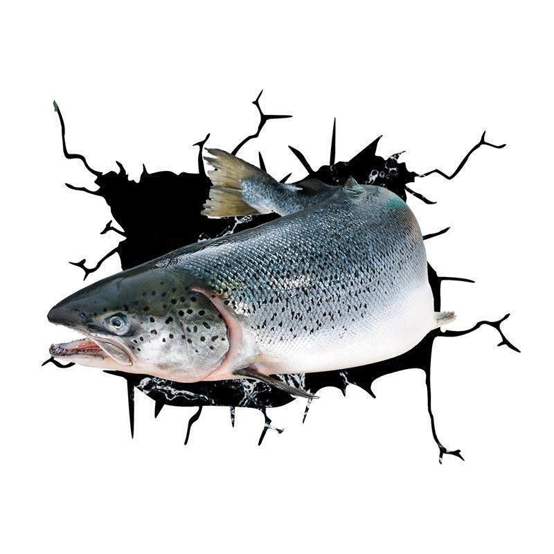 Atlantic Salmon 'Swim Right' Car Window Vinyl Sticker