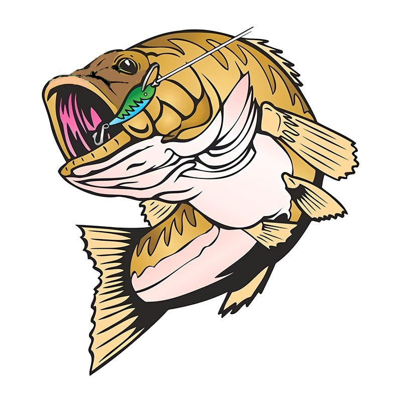 Fish 'Sea Bass | Hook In Mouth' Vinyl Car Sticker