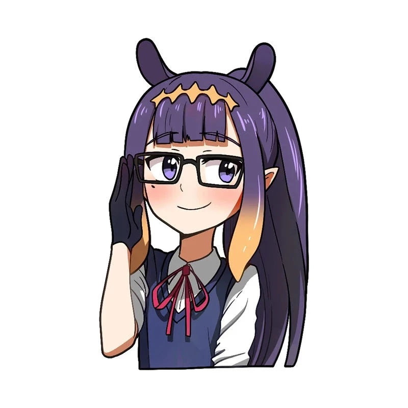 Virtual YouTuber 'Ninomae Ina'nis | Nerdy' Vinyl Car Peeker Sticker