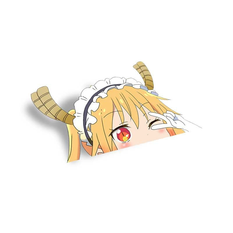 Miss Kobayashi's Dragon Maid 'Tohru | Winks And Peace Sign' Vinyl Car Peeker Sticker