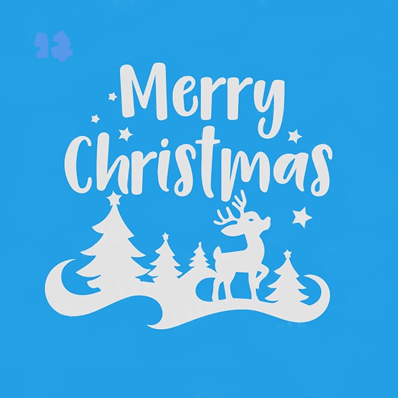 Merry Christmas 'Pine Trees and Reindeer' Vinyl Car Sticker
