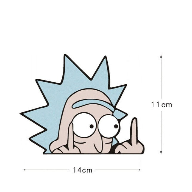Rick and Morty 'Shocked Rick | F U' Vinyl Car Peeker Sticker