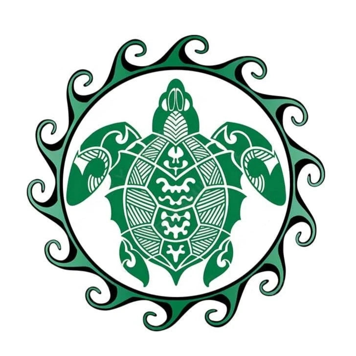 Tribal Sea Turtle Sun 'Green' Vinyl Car Sticker