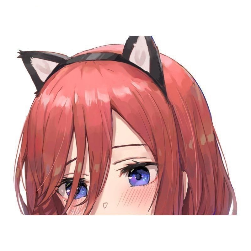 The Quintessential Quintuplets 'Miku | Cat Ears Headband' Vinyl Car Peeker Sticker