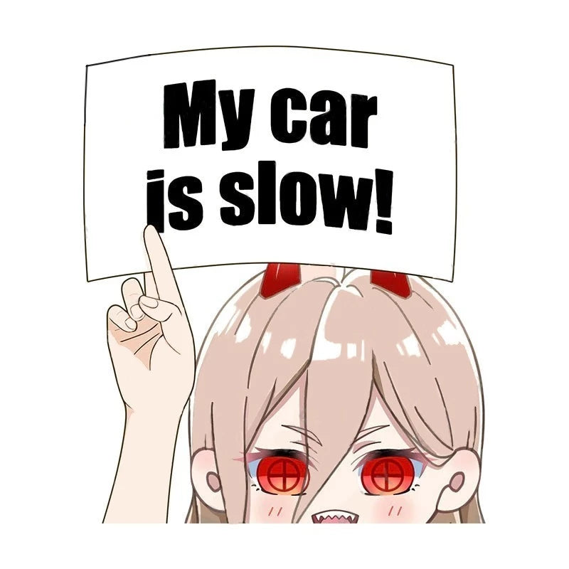 Chainsaw Man 'Power | My Car Is Slow! | Surprised' Vinyl Car Peeker Sticker