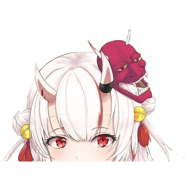 Virtual YouTuber 'Nakiri Ayame | Fierce' Vinyl Car Peeker Sticker