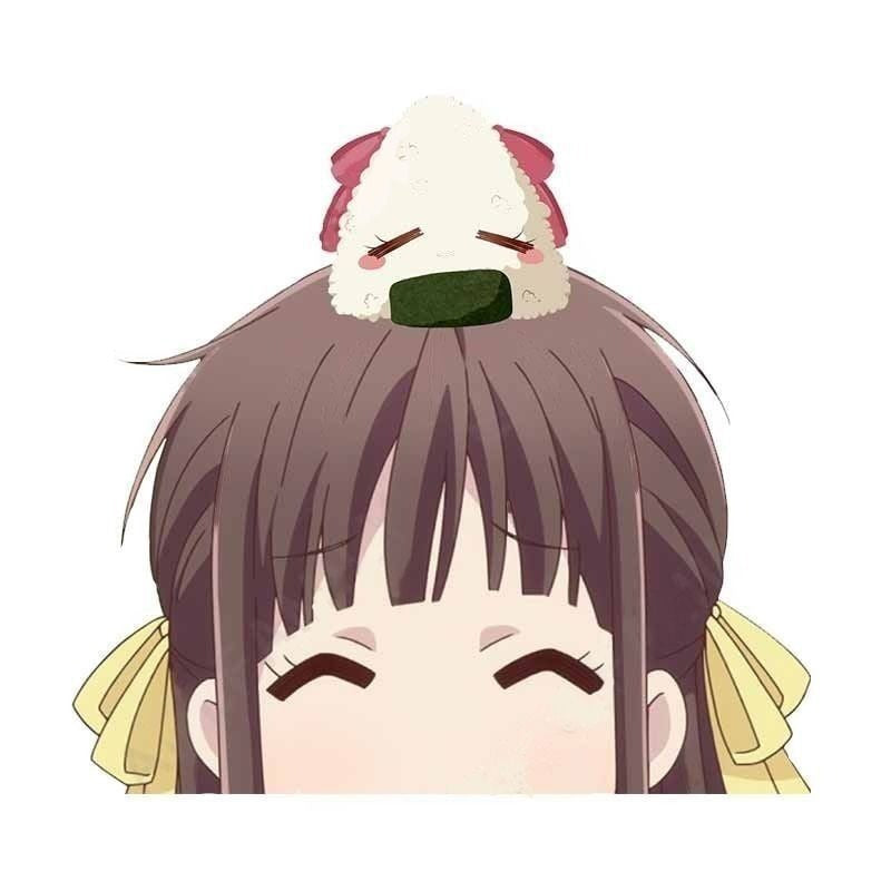 Fruits Basket 'Tohru And Rice Ball | Pink And Yellow Ribbons' Vinyl Car Peeker Sticker