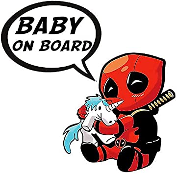 Deadpool 'Baby On Board | Hugging Unicorn | 2.0' Vinyl Car Sticker