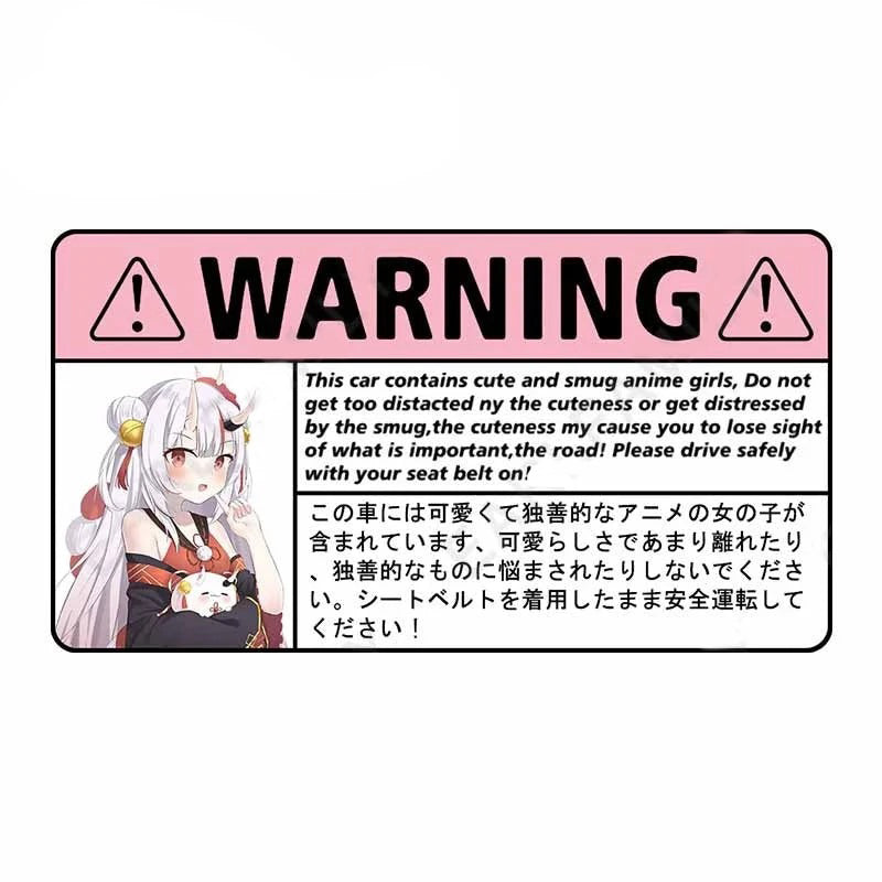 Virtual YouTuber 'Nakiri Ayame with Poyoyo | Warning Sign' Vinyl Car Sticker