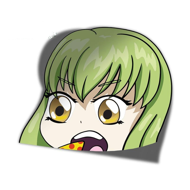 Code Geass 'Young C.C. | Eating Pizza' Vinyl Car Peeker Sticker