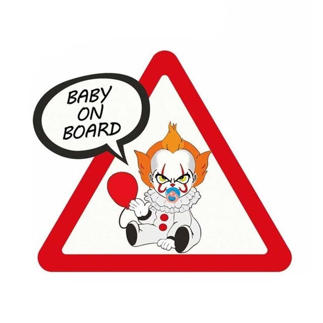 It Clown 'Pacifier | Baby On Board | Warning Sign' Vinyl Car Sticker