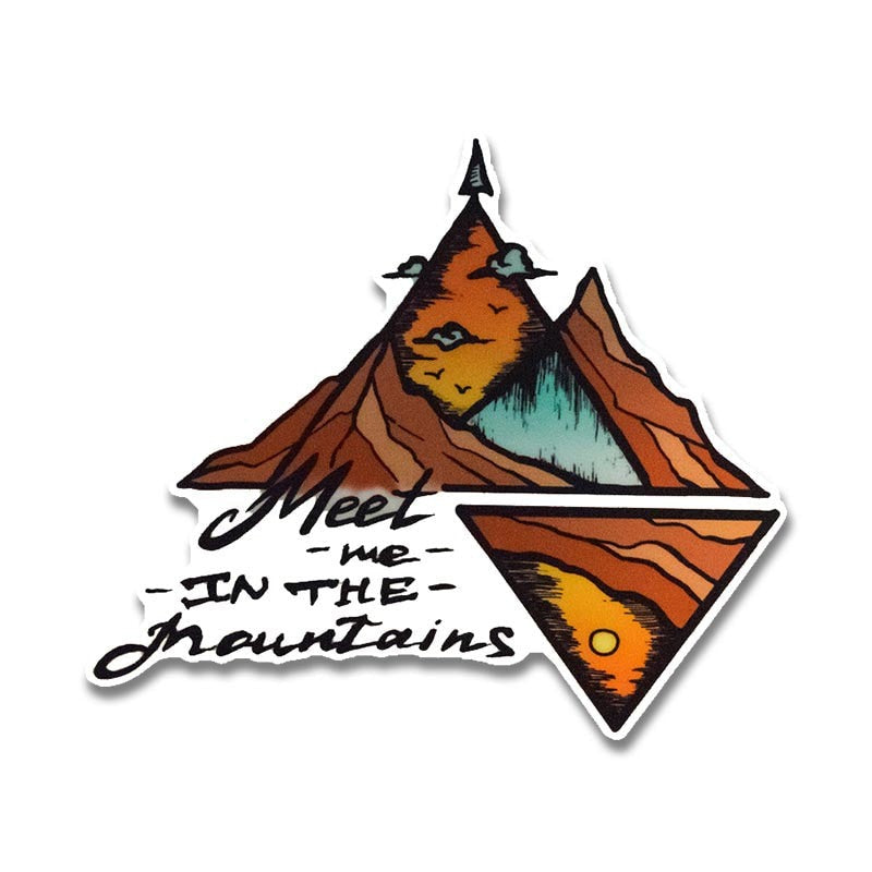 Travel 'Meet Me In The Mountains' Vinyl Car Sticker