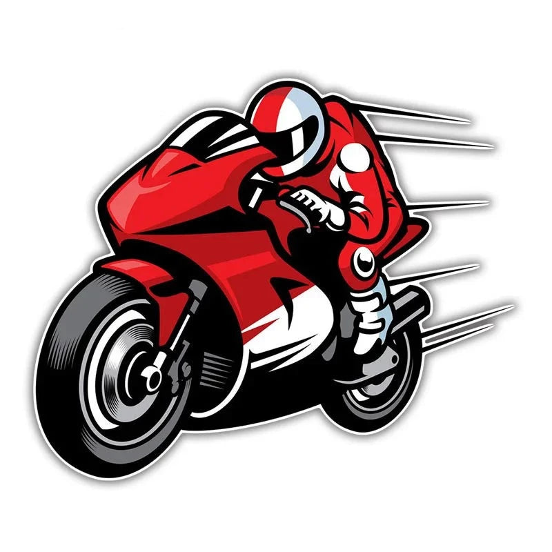 Motorbike Rider 'Red Suit | Left Side' Vinyl Car Sticker