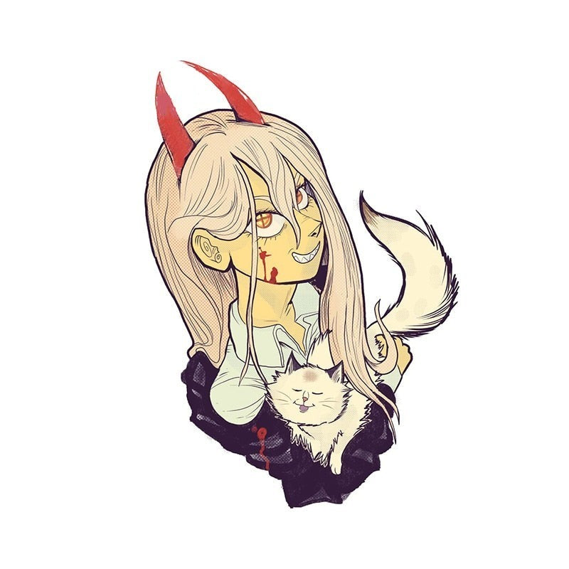 Chainsaw Man 'Evil Power | Holding A Cat' Vinyl Car Sticker