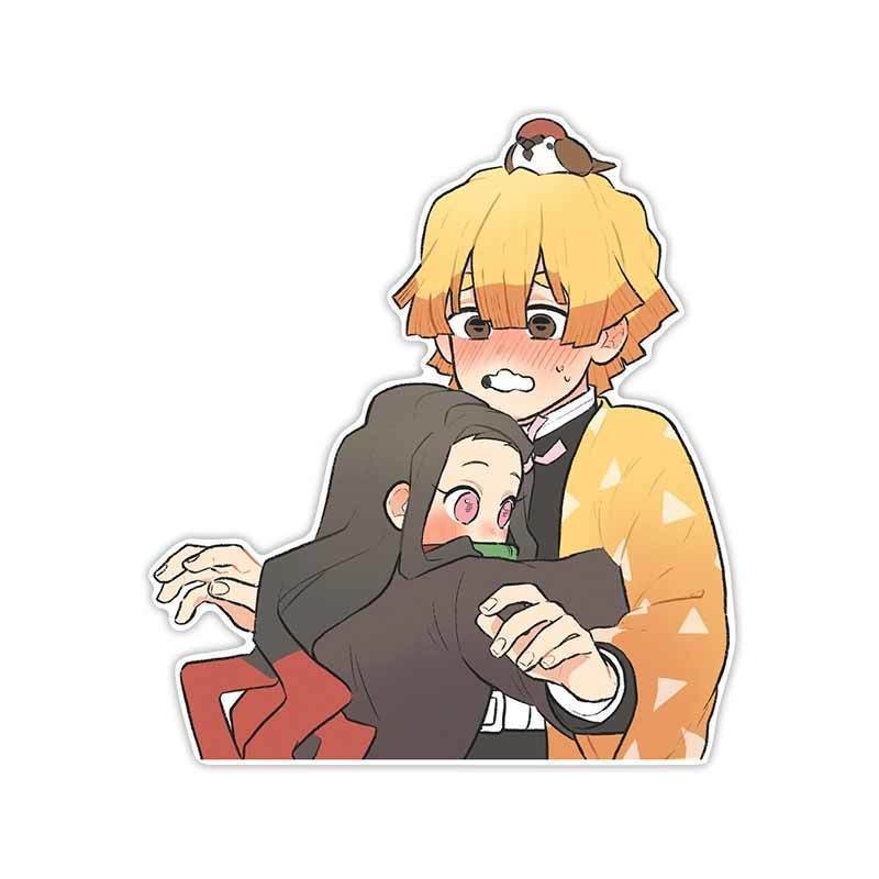 Demon Slayer 'Nezuko Hugging Zenitsu | Blushed' Vinyl Car Sticker