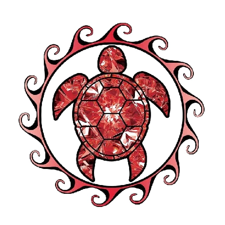 Tribal Sea Turtle Sun 'Red Garnet' Vinyl Car Sticker