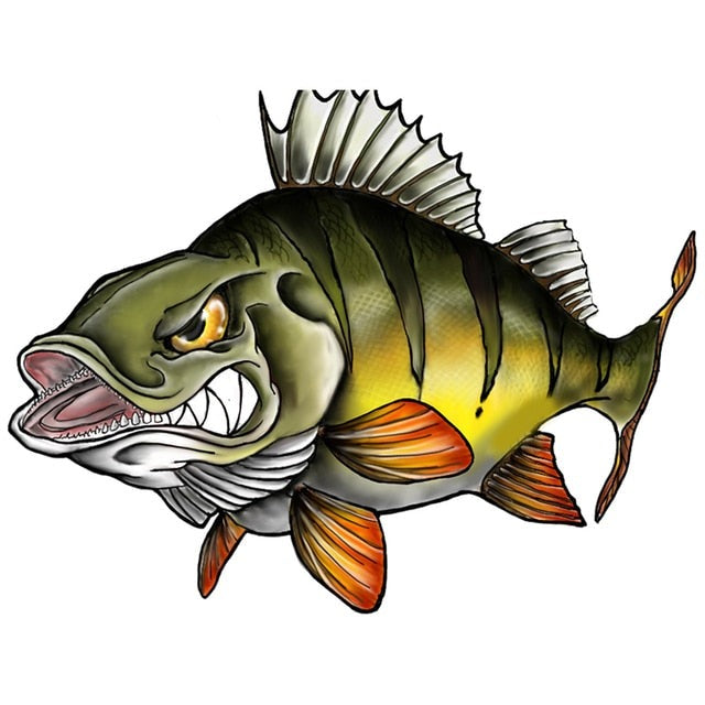 Fish 'Monster Perch | Angry' Vinyl Car Sticker