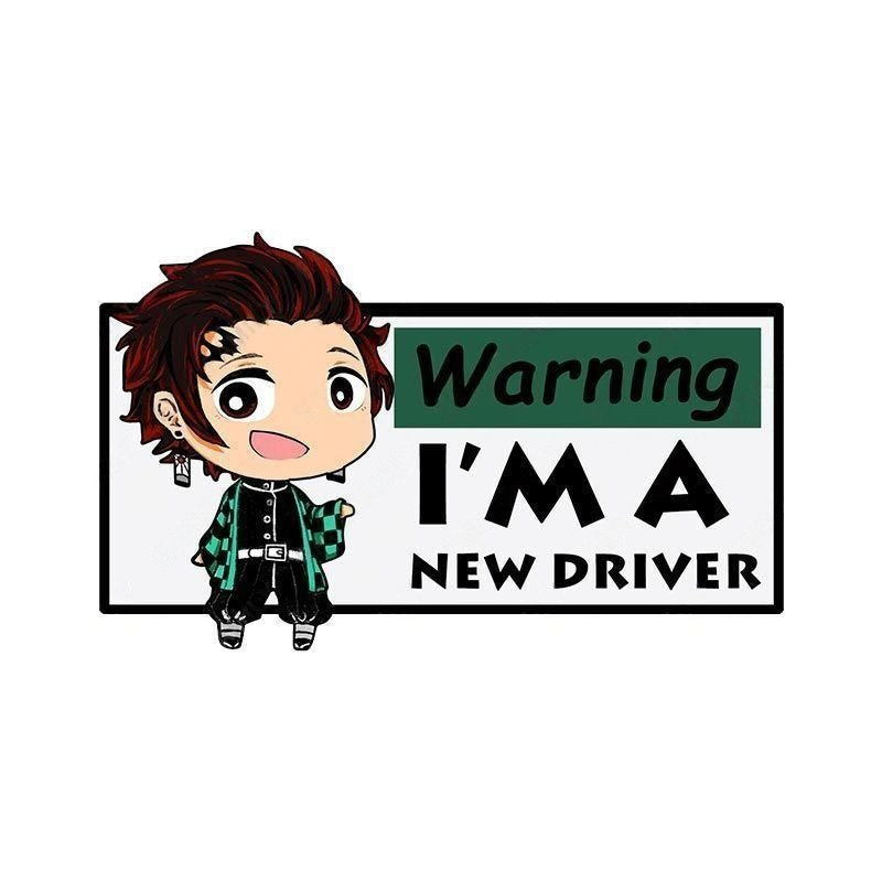 Warning I'm A New Driver 'Tanjiro | Confused' Vinyl Car Sticker