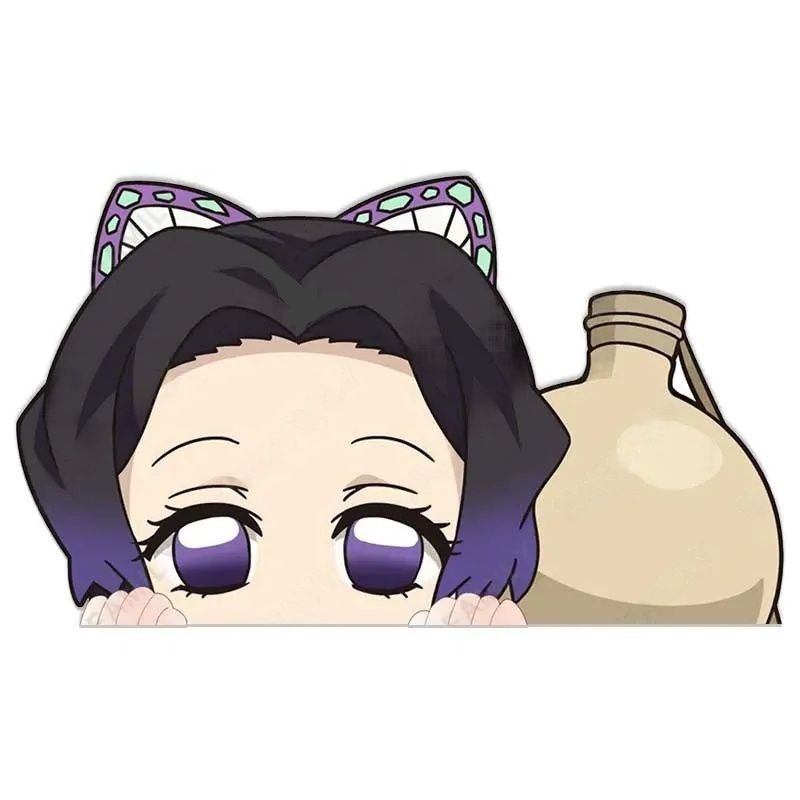 Demon Slayer 'Shinobu | Water Bottle | Sad' Vinyl Car Peeker Sticker