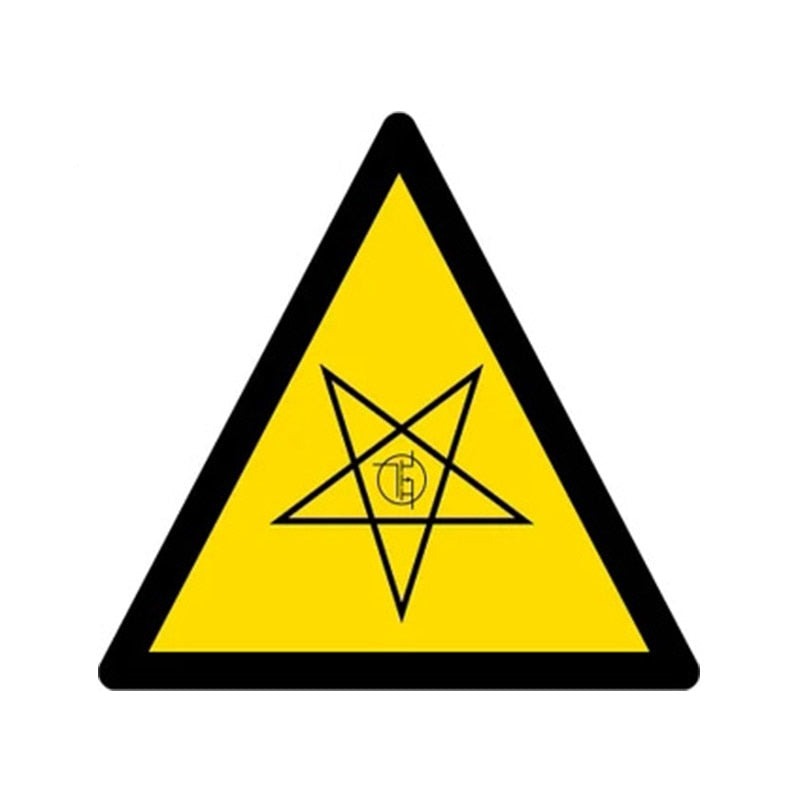 Warning Sign 'Caution Cursed Technology Inside' Vinyl Car Sticker