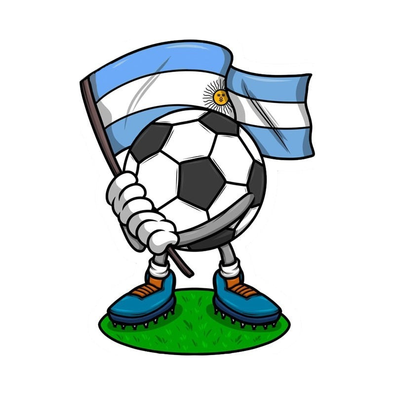 Soccer Ball 'Holding Argentina Flag' Vinyl Car Sticker