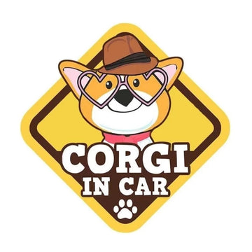 Warning Sign 'Corgi In Car | Smiling' Vinyl Car Sticker