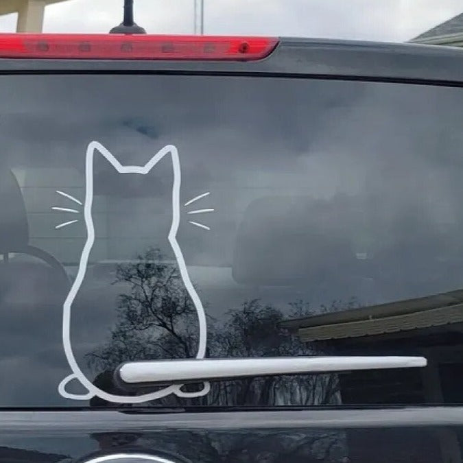 Cute Cat 'Sitting Back | 2.0' Vinyl Car Wiper Sticker