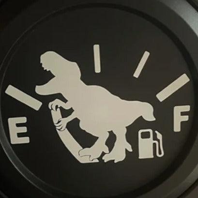 Fuel Tank 'E | F | Dinosaur Pulling Gas' Vinyl Car Sticker
