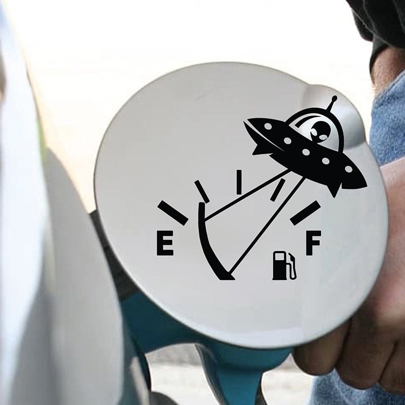 Fuel Tank E | F 'Alien Spaceship |Pulling ' Vinyl Car Stickers