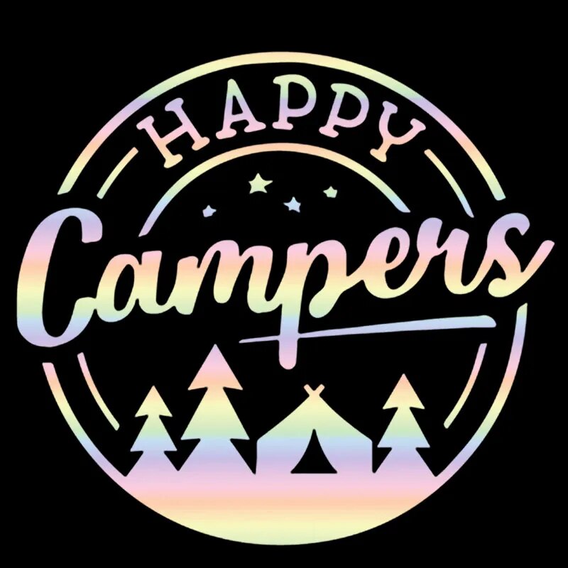 Happy Campers 'Tent and Pine Trees | 1.0' Vinyl Car Sticker