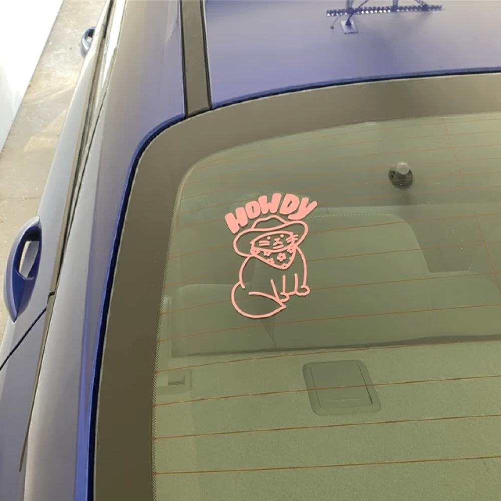 Cowboy Cat 'Howdy' Vinyl Car Sticker