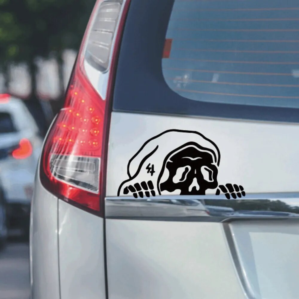 Grim Reaper 'Peeping' Vinyl Car Peeker Sticker