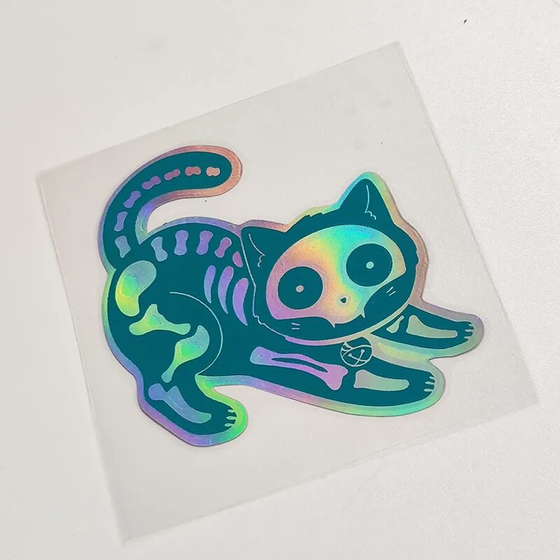 Cute 'Holographic Cat X-Ray' Vinyl Car Sticker