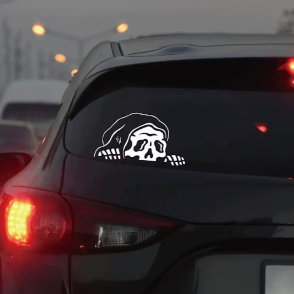 Grim Reaper 'Peeping' Vinyl Car Peeker Sticker